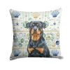 Rottweiler Coastal Sea Glass Throw Pillow Decorative Indoor Outdoor Accent Cushion for Couch, Bed or Patio, 18Hx18W