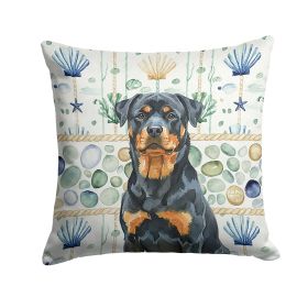 Rottweiler Coastal Sea Glass Throw Pillow Decorative Indoor Outdoor Accent Cushion for Couch, Bed or Patio, 18Hx18W
