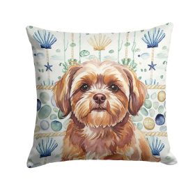 Liver Shih Tzu Coastal Sea Glass Throw Pillow Decorative Indoor Outdoor Accent Cushion for Couch, Bed or Patio, 18Hx18W