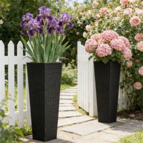 Outdoor plant flowerpot, plastic flowerpot, black