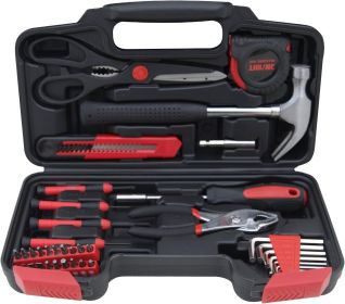 39-Piece Household Tools Kit Essential Home Repair Set with Plastic Toolbox Ideal for College Students, Home Use More