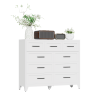 9-Drawer Tall Dresser, White Metal Storage Cabinet with Smooth Gliding Drawers, Space-Saving Chest of Drawers for Bedroom, Living Room, Entryway