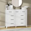 9-Drawer Tall Dresser, White Metal Storage Cabinet with Smooth Gliding Drawers, Space-Saving Chest of Drawers for Bedroom, Living Room, Entryway