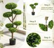 Indoor Outdoor 6-Ball Topiary Tree with Realistic Trunk And Weighted Cement-Filled Base for Garden Decor
