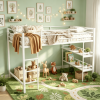 Twin Size Low Loft Bed for Boys And Girls with Metal Frame Ladder And Storage Shelves - Youth Bedroom Furniture