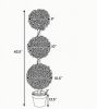 Set of 2 43.5-Inch Artificial Triple Ball Rose Topiary Trees with Realistic Blooming Petals And Greenery Decorative Faux Plants
