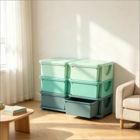 3-layer children's storage box in green with 6 drawers, suitable for bedrooms and living rooms