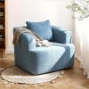 360° Swivel Round Upholstered Comfy Chair With One Soft Pillow, Teddy Fleece High-Resilience Sponge Single Sofa, No Assembly for Living Room, Bedroom