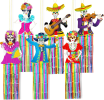 6 Pcs Large Day of the Dead Decorations Dia De Los Muerto Hanging Decorations with Metallic Foil Tassels Sugar Skull Decor Kit for Mexican Fiesta Hall