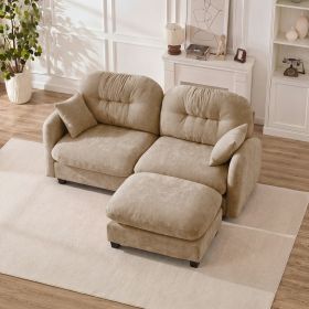 Cloud Sectional L-Shaped Couch With Ottoman,Soft Chenille Fabric,Quilted Pleated Design High-Density Foam,Fits Bedrooms Living Rooms Reading Nooks