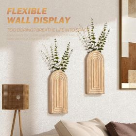 Pine Wood Set of 2 Wall Vases â€“ Farmhouse Wall Decor for Bedroom, Living Room