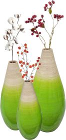 Contemporary Bamboo Floor Flower Vase Tear Drop Design for Dining, Living Room, Entryway Decoration Fill It with Dried Branches or Flowers