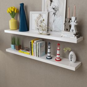Wall Shelf Set of 2 White MDF 47.2 in wide Wall mounting