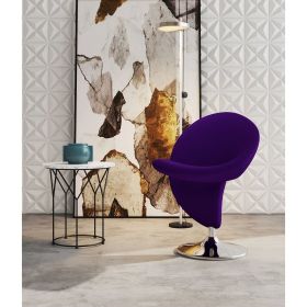 Manhattan Comfort Curl Purple and Polished Chrome Wool Blend Swivel Accent Chair