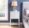 White Nightstand 2 Drawers 28 inches Tall for Bedroom,Wood Sofa Side Table with Storage Shelf,Large End Tables