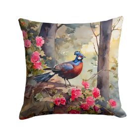 Pheasant Throw Pillow Machine Washable, Indoor Outdoor Decorative Pillow for Couch, Bed or Patio, 18Hx18W