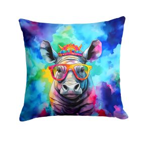 NEW Hippie Animal Rhinoceros Throw Pillow Machine Washable, Indoor Outdoor Decorative Pillow for Couch, Bed or Patio, 14Hx14W