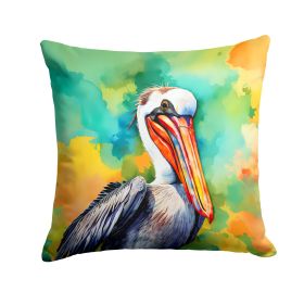 NEW Hippie Animal Pelican Throw Pillow Machine Washable, Indoor Outdoor Decorative Pillow for Couch, Bed or Patio, 14Hx14W