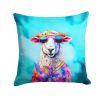 NEW Hippie Animal Sheep Throw Pillow Machine Washable, Indoor Outdoor Decorative Pillow for Couch, Bed or Patio, 14Hx14W