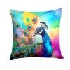 NEW Hippie Animal Peacock Throw Pillow Machine Washable, Indoor Outdoor Decorative Pillow for Couch, Bed or Patio, 14Hx14W