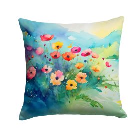 Anemones in Watercolor Throw Pillow Machine Washable, Indoor Outdoor Decorative Pillow for Couch, Bed or Patio, 14Hx14W