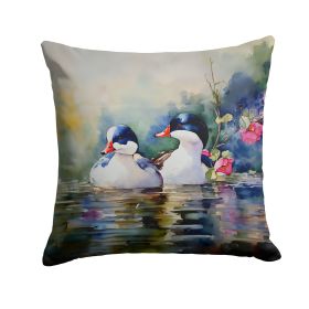 Bufflehead Throw Pillow Machine Washable, Indoor Outdoor Decorative Pillow for Couch, Bed or Patio, 14Hx14W
