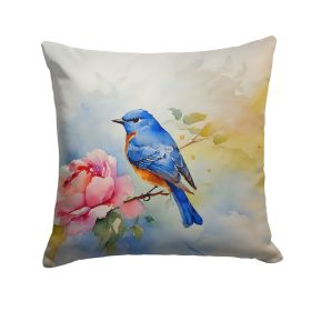 Bluebird Throw Pillow Machine Washable, Indoor Outdoor Decorative Pillow for Couch, Bed or Patio, 14Hx14W