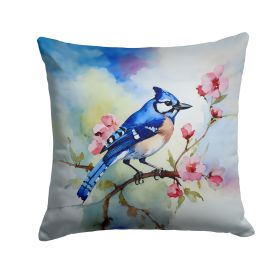 Blue Jay Throw Pillow Machine Washable, Indoor Outdoor Decorative Pillow for Couch, Bed or Patio, 14Hx14W