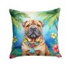 Shar Pei Luau Throw Pillow Machine Washable, Indoor Outdoor Decorative Pillow for Couch, Bed or Patio, 14Hx14W
