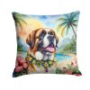 Saint Bernard Luau Throw Pillow Machine Washable, Indoor Outdoor Decorative Pillow for Couch, Bed or Patio, 14Hx14W
