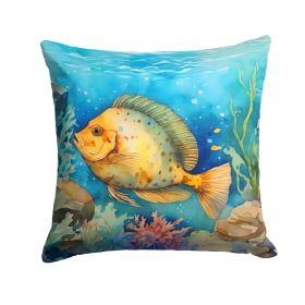 Flounder Throw Pillow Machine Washable, Indoor Outdoor Decorative Pillow for Couch, Bed or Patio, 14Hx14W