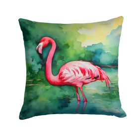 Flamingo Throw Pillow Machine Washable, Indoor Outdoor Decorative Pillow for Couch, Bed or Patio, 14Hx14W