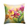Orchids in Watercolor Throw Pillow Machine Washable, Indoor Outdoor Decorative Pillow for Couch, Bed or Patio, 14Hx14W