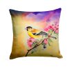 Goldfinch Throw Pillow Machine Washable, Indoor Outdoor Decorative Pillow for Couch, Bed or Patio, 14Hx14W