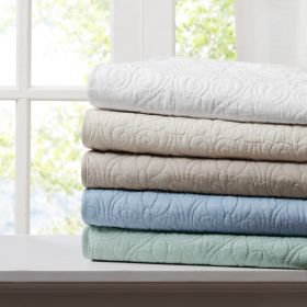 Oversized Quilted Throw Ivory 60x70"