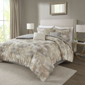 7 Piece Textured Cotton Blend Comforter Set Gray Cal King
