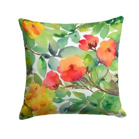 Connecticut Mountain Laurels in Watercolor Throw Pillow Machine Washable, Indoor Outdoor Decorative Pillow for Couch, Bed or Patio, 14Hx14W