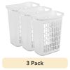 (3 pack) Rectangular Open Laundry Hamper, Plastic, Slim Shape for Small Spaces, White