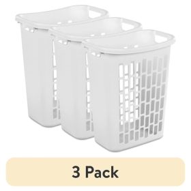 (3 pack) Rectangular Open Laundry Hamper, Plastic, Slim Shape for Small Spaces, White