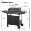 6 Burner BBQ Propane Gas Grill with Side Burner 59000 BTU Output Stainless Steel Barbecue Grill with Enamel-Coated Grates and Side Tables for Outdoor