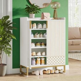 Modern Shoe Rack with Doors 5-Tier Organizing Closet for Home Decor Elegant Storage Solution for Footwear