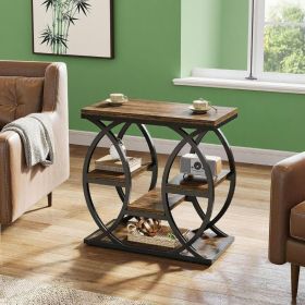 60cm Narrow Coffee Table with 4 Shelves Storage Side Table Nightstand Minimalist Design Living Room Bedroom Decor