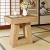 Modern Double-Deck Nightstand with Trapezoidal Foot in Natural Wood Optics Furniture for Bedroom