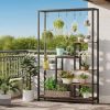180cm Large Plant Stand for Bonsai And Flowers with 6 S-Hooks Garden Outdoor Metal Plant Stand
