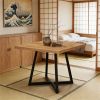4 Person Rectangular Dining Table Small Kitchen Dining Room Table with Metal Foot in Industrial Style