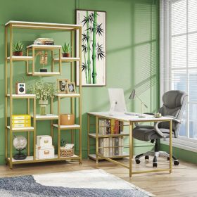 Modern Free-Standing  Bookcase with 11 Open Shelves - Elegant Storage Solution for Home And Office