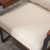 Single Iron Frame Chair Soft Cover Beige Brown Honeycomb Leather Armrest Frame Indoor Leisure Chair