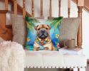 Shar Pei Luau Throw Pillow Machine Washable, Indoor Outdoor Decorative Pillow for Couch, Bed or Patio, 14Hx14W