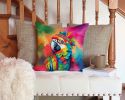 NEW Hippie Animal Parrot Throw Pillow Machine Washable, Indoor Outdoor Decorative Pillow for Couch, Bed or Patio, 14Hx14W