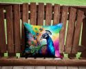 NEW Hippie Animal Peacock Throw Pillow Machine Washable, Indoor Outdoor Decorative Pillow for Couch, Bed or Patio, 14Hx14W